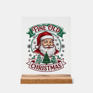 Schöne alte Weihnachten Santa Claus Bäume Schneefl Acrylschild