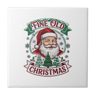 Schöne alte Weihnachten Santa Claus Bäume Schneefl Fliese