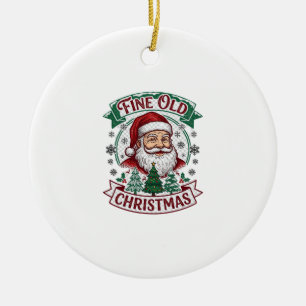Schöne alte Weihnachten Santa Claus Bäume Schneefl Keramik Ornament