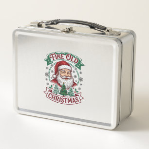 Schöne alte Weihnachten Santa Claus Bäume Schneefl Metall Brotdose