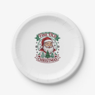 Schöne alte Weihnachten Santa Claus Bäume Schneefl Pappteller