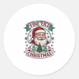 Schöne alte Weihnachten Santa Claus Bäume Schneefl Runder Aufkleber