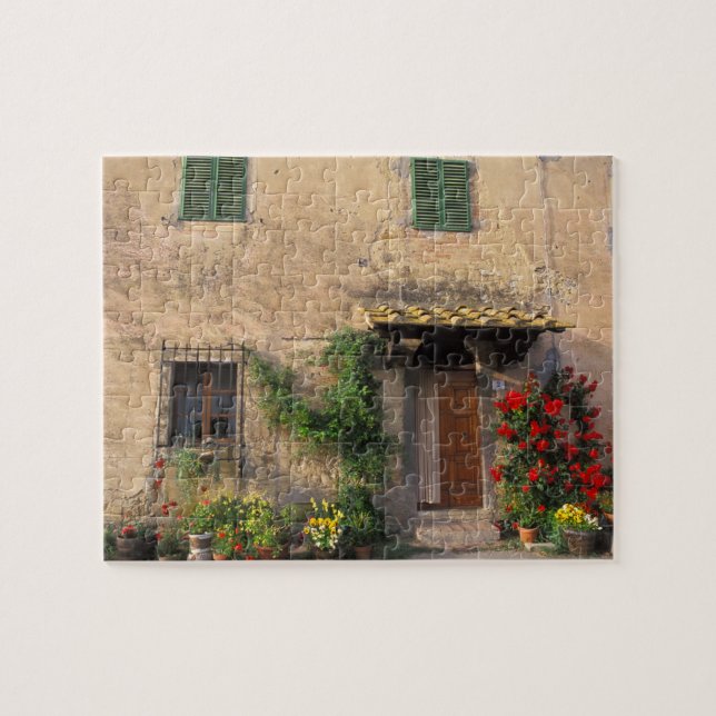 Schöne alte Zuhause mit Blume in San Gimignano Puzzle (Horizontal)
