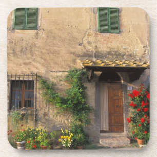 Schöne alte Zuhause mit Blume in San Gimignano Untersetzer