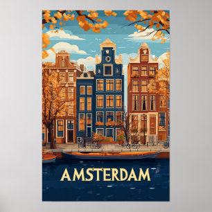 Schöne Amsterdam Art Illustration Travel Poster