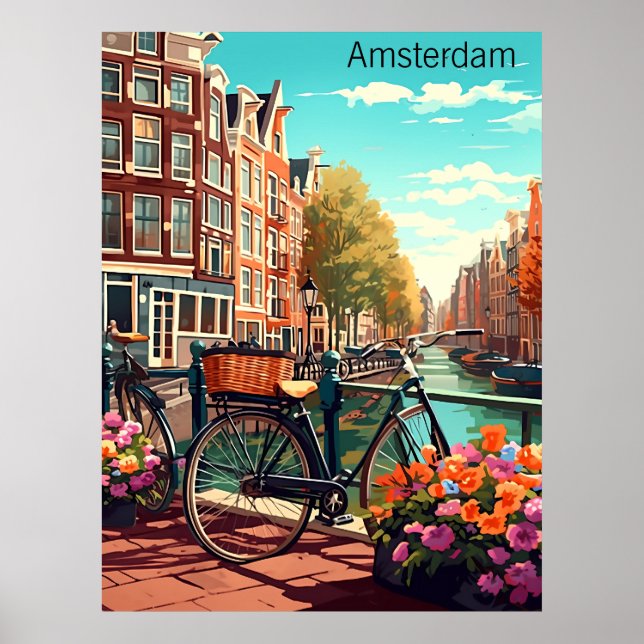 Schöne Amsterdam Niederlande Canal City Poster (Vorne)