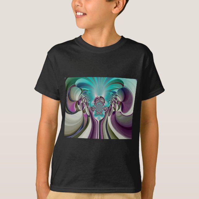 Schöne Angelic Lila und Cyan Abstrakt Print T-Shirt (Vorderseite)