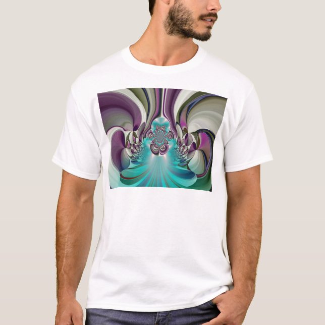 Schöne Angelic Lila und Cyan Abstrakt Print T-Shirt (Vorderseite)