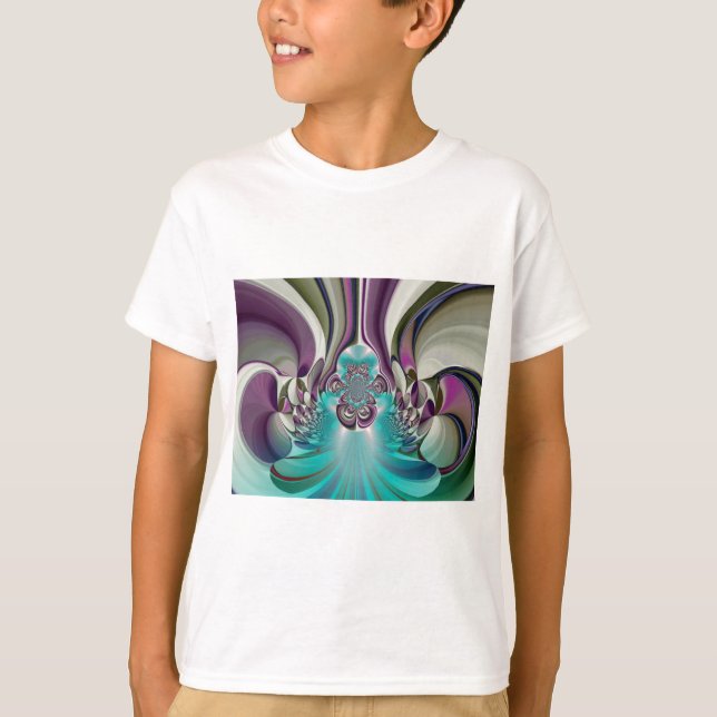 Schöne Angelic Lila und Cyan Abstrakt Print T-Shirt (Vorderseite)