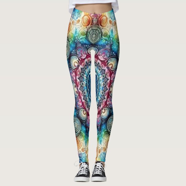Schöne Angepasste Psychedelic Circles Leggings (Vorderseite)