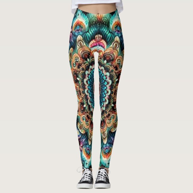 Schöne Angepasste Psychedelic Circles Leggings (Vorderseite)