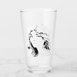 Schöne Anime-Blumen-Girl – Sanfte Pastell-Ästhetik Glas