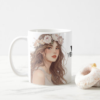 Schöne Anime-Blumen-Girl – Sanfte Pastell-Ästhetik Kaffeetasse