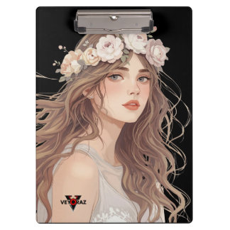 Schöne Anime-Blumen-Girl – Sanfte Pastell-Ästhetik Klemmbrett
