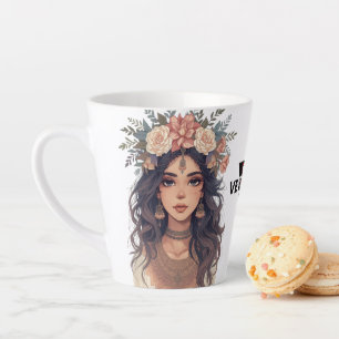 Schöne Anime-Blumen-Girl – Sanfte Pastell-Ästhetik Milchtasse