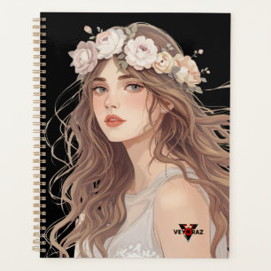 Schöne Anime-Blumen-Girl – Sanfte Pastell-Ästhetik Planer