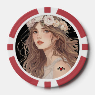 Schöne Anime-Blumen-Girl – Sanfte Pastell-Ästhetik Pokerchips