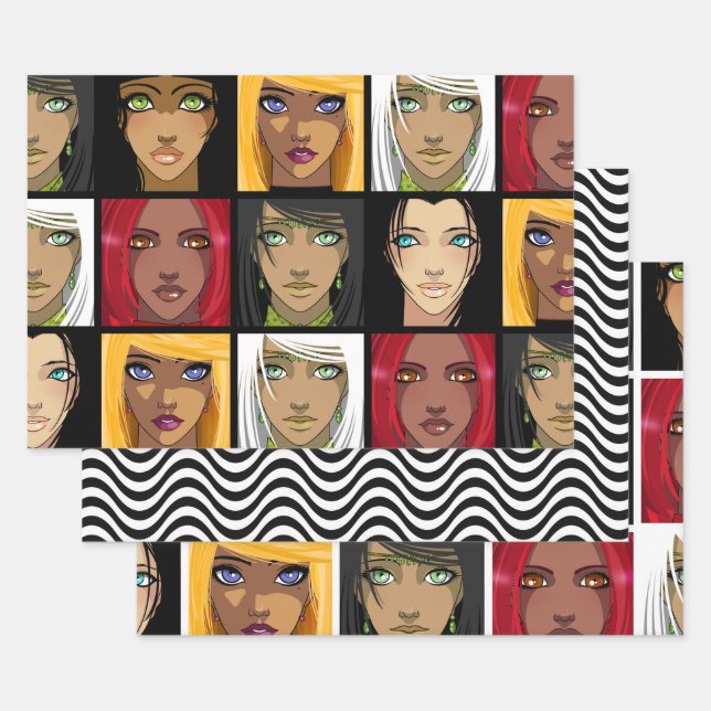 Schöne Anime Girls Geschenkpapier Set (Set)