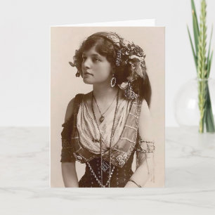 SCHÖNE ANTIK-ZIGEUNERIN VINTAGE-GRUSSKARTE KARTE