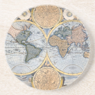 Schöne antike Atlas-Karte Getränkeuntersetzer