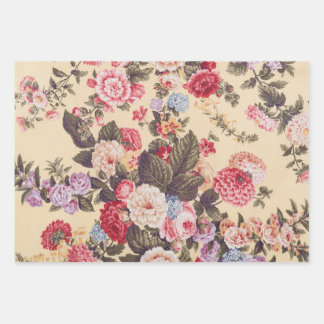 Schöne antike Blumen Beige Geschenkpapier Set