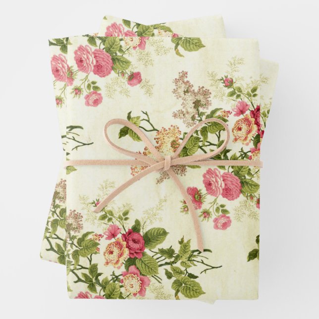 Schöne antike Blumenwappenpapiere Geschenkpapier Set (Beispiel)
