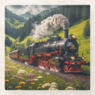 Schöne antike Dampflokomotive Motor Glasuntersetzer