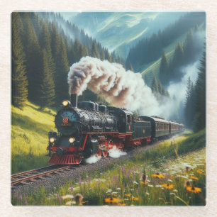 Schöne antike Dampflokomotive Motor Glasuntersetzer