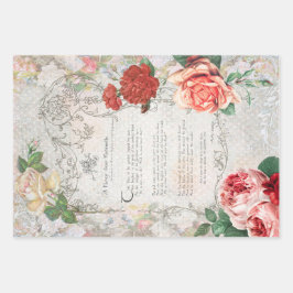 Schöne antike Flora Ephemera Decoupage Geschenkpapier Set