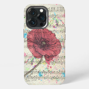 Schöne antike Mohnblumen-Musiknoten iPhone 13 Pro Hülle