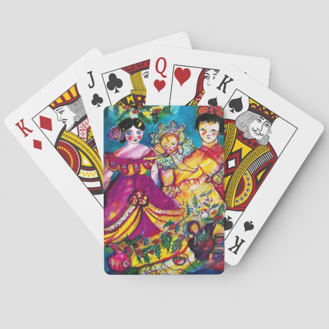 SCHÖNE ANTIQUE DOLLS mit Weihnachtsdekor Spielkarten (Rückseite)