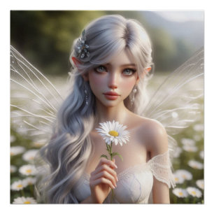 Schöne April Fairy in Daisies Poster