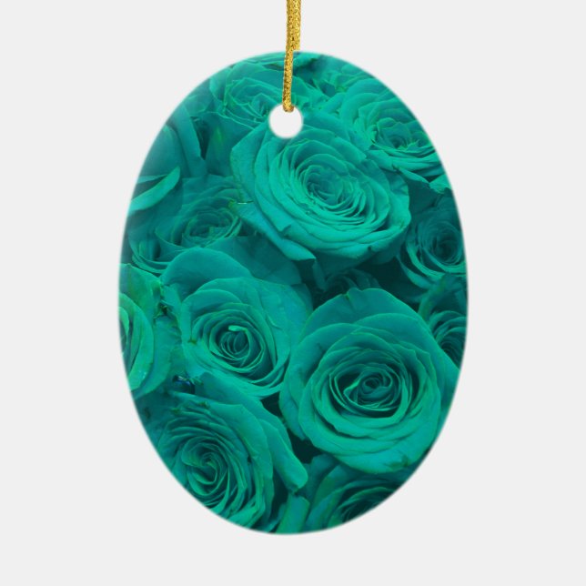 Schöne aquamarine grüne Rose aquamarine Blume Keramik Ornament (Vorne)