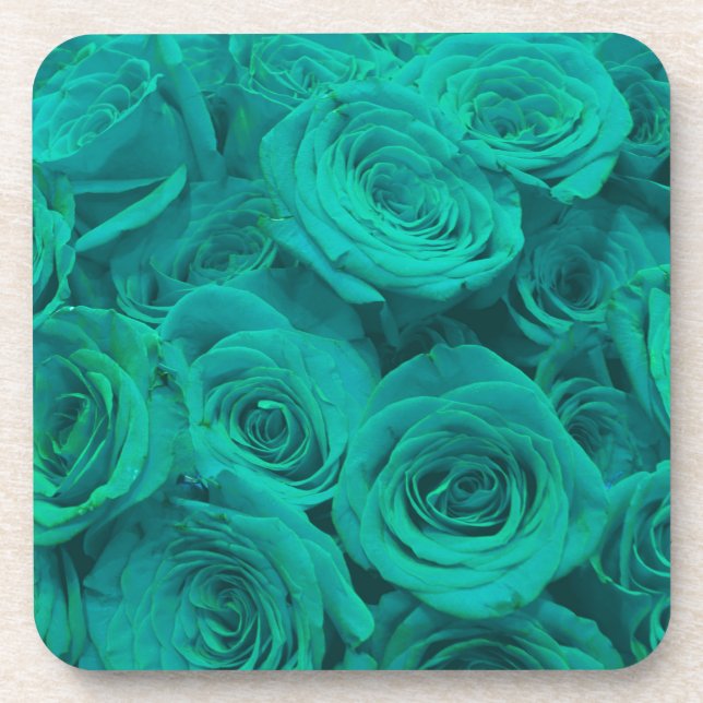 Schöne aquamarine grüne Rose aquamarine Blume Untersetzer (Vorderseite)
