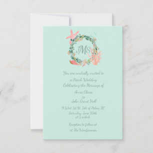 Schöne Aquamarine Hochzeitsankündigungen Custom Einladung