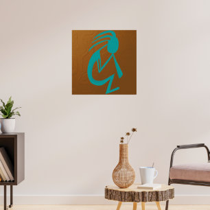 Schöne Aquamarine Kokopelli-Malerei Poster