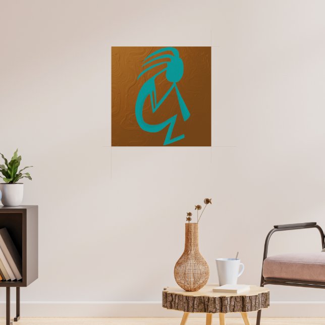 Schöne Aquamarine Kokopelli-Malerei Poster (Wohnzimmer 3)