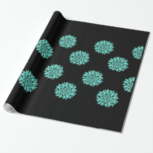 Schöne Aquamarine Peongs auf Black Gift Wrap Wrapp Geschenkpapier