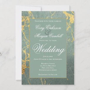 Schöne Aquamarine und goldene Marmorhochzeit Ankündigung