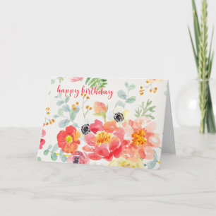 Schöne Aquarell-Blume Geburtstagskarte Karte