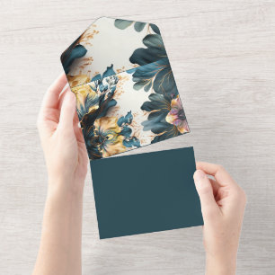Schöne Aquarell-Blumen All In One Einladung
