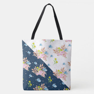 Schöne Aquarell-Blumen in zwei Tönen Pink Blau Wei