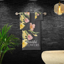 Schöne Aquarell-Blumen Modernes Klassisches Schwar