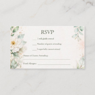 Schöne Aquarell-Blumen RSVP Visitenkarte