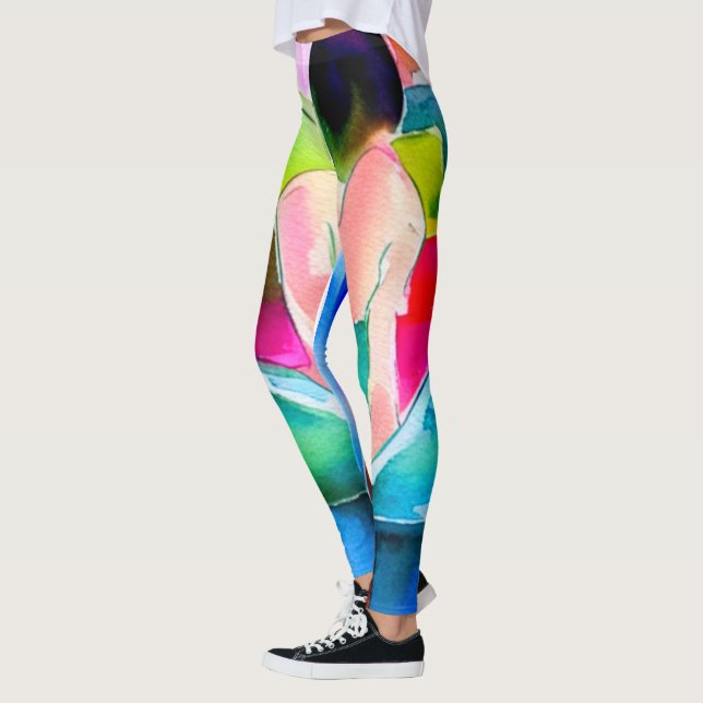 Schöne Aquarell-Frau Leggings (Links)