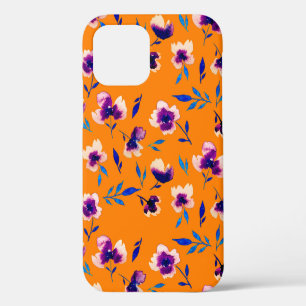 Schöne Aquarell-Pfingstrose Mohn Veilchen Blumen u iPhone 12 Hülle