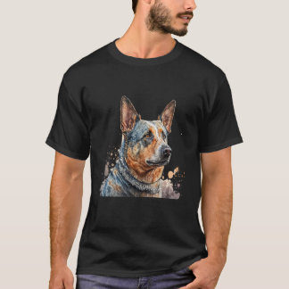 Schöne Aquarell-Porträt Australischer Cattle Dog T-Shirt