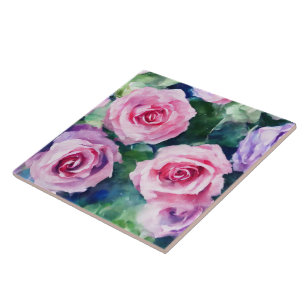 Schöne Aquarell-Rosa Rose Beliebte Kollektion Fliese