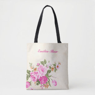 Schöne Aquarell-Rosa-Rosen Weiblicher Floraltote