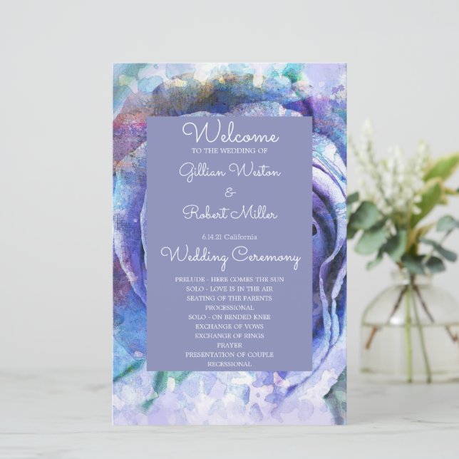 Schöne Aquarell-Rose (Stehend Vorderseite)